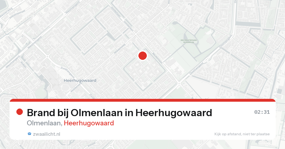 Brand bij Olmenlaan in Heerhugowaard — 14 aug 2026