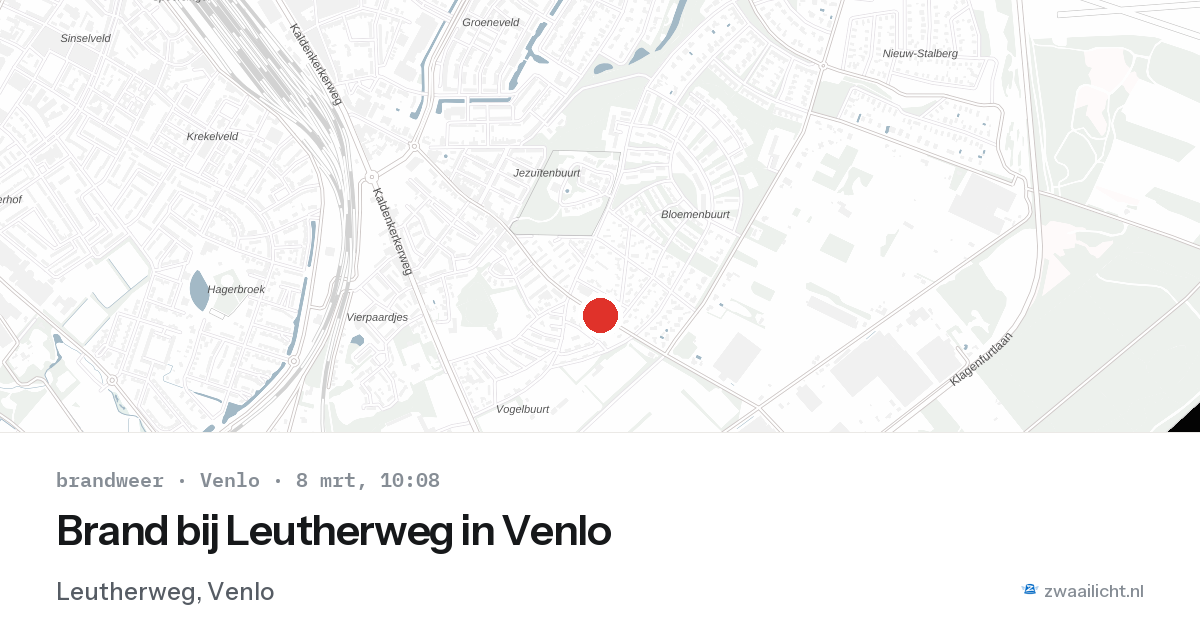 Brand bij Leutherweg in Venlo — 8 mrt 2026