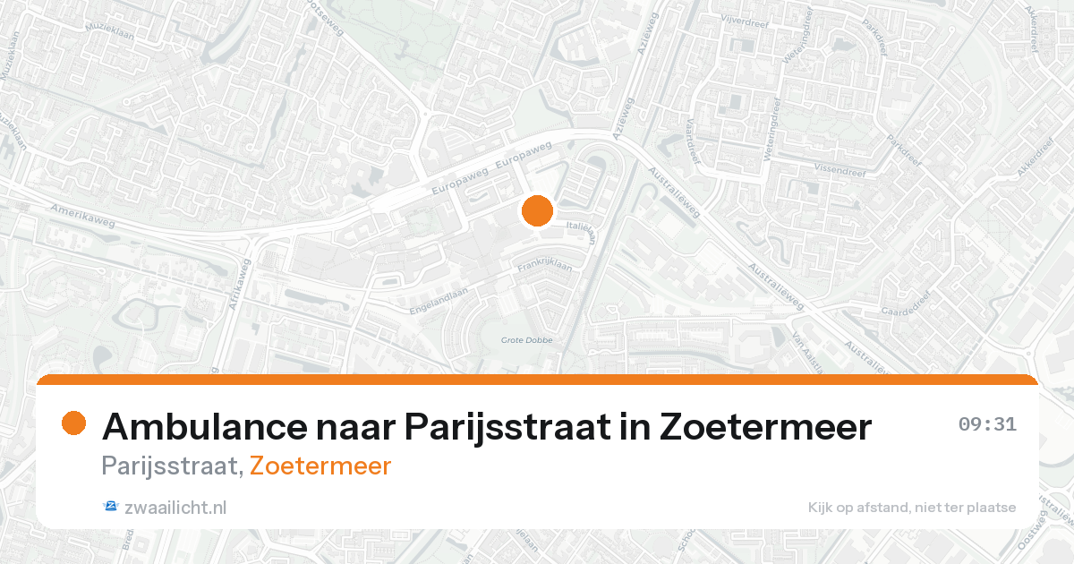 Ambulance naar Parijsstraat in Zoetermeer — 18 aug 2026