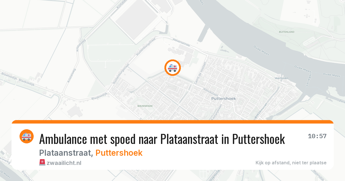 Ambulance met spoed naar Plataanstraat in Puttershoek — 26 mei 2026