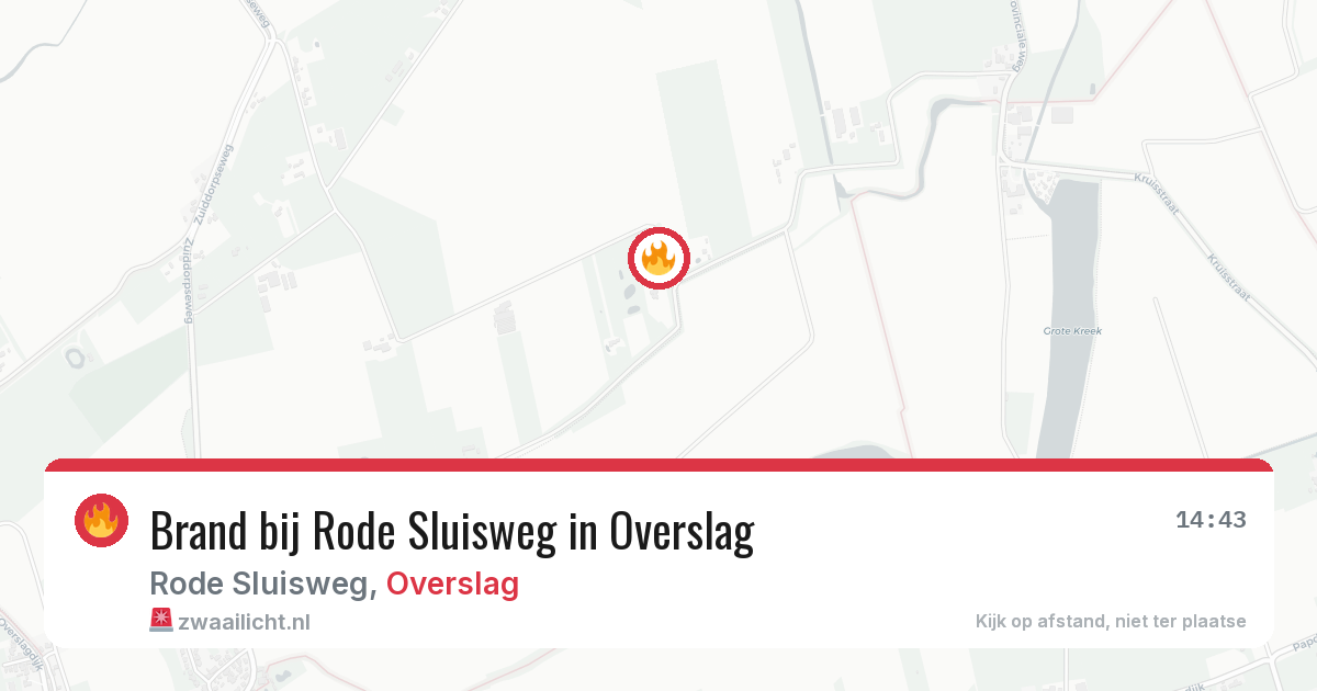 Brand bij Rode Sluisweg in Overslag — 14 aug 2026