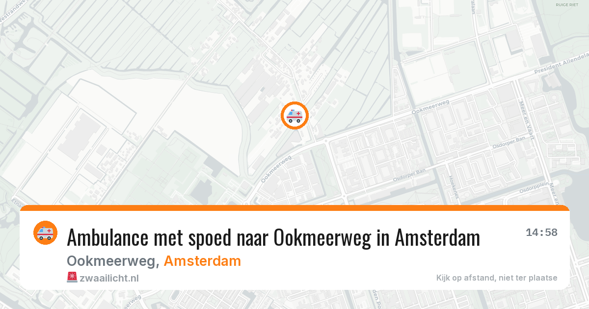 Ambulance met spoed naar Ookmeerweg in Amsterdam — 14 aug 2026