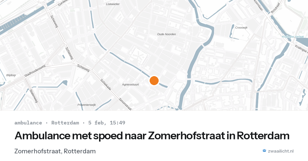 Ambulance met spoed naar Zomerhofstraat in Rotterdam — 5 feb 2026
