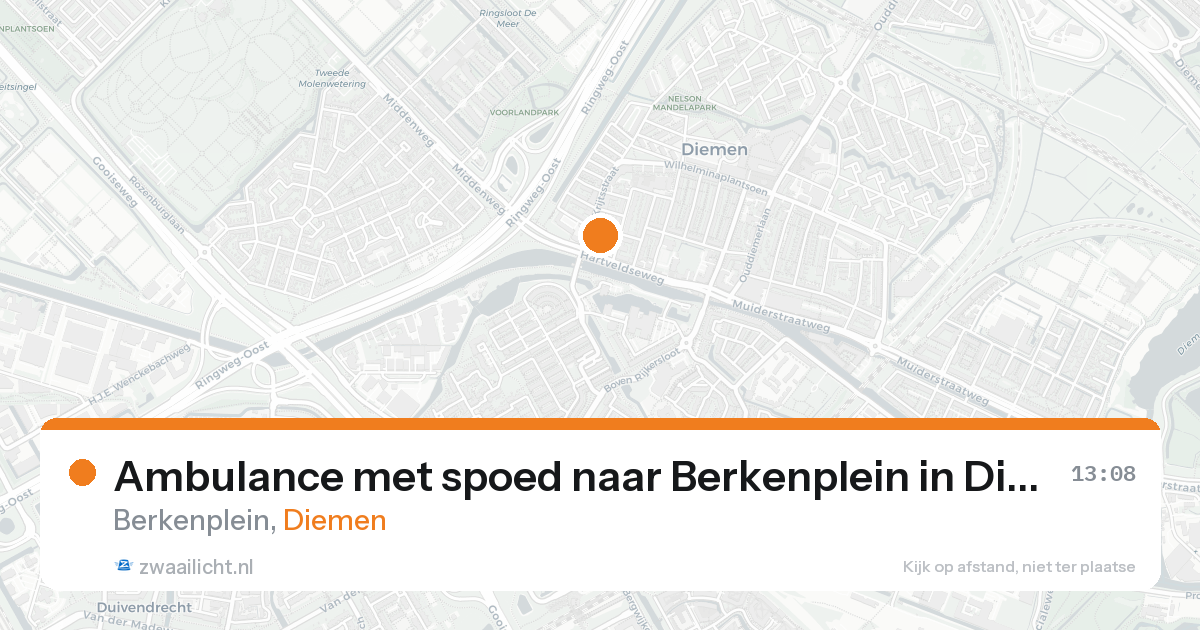 Ambulance met spoed naar Berkenplein in Diemen — 16 aug 2026