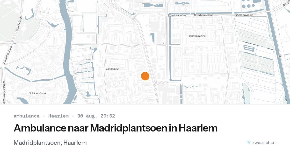 Ambulance naar Madridplantsoen in Haarlem — 30 aug 2026