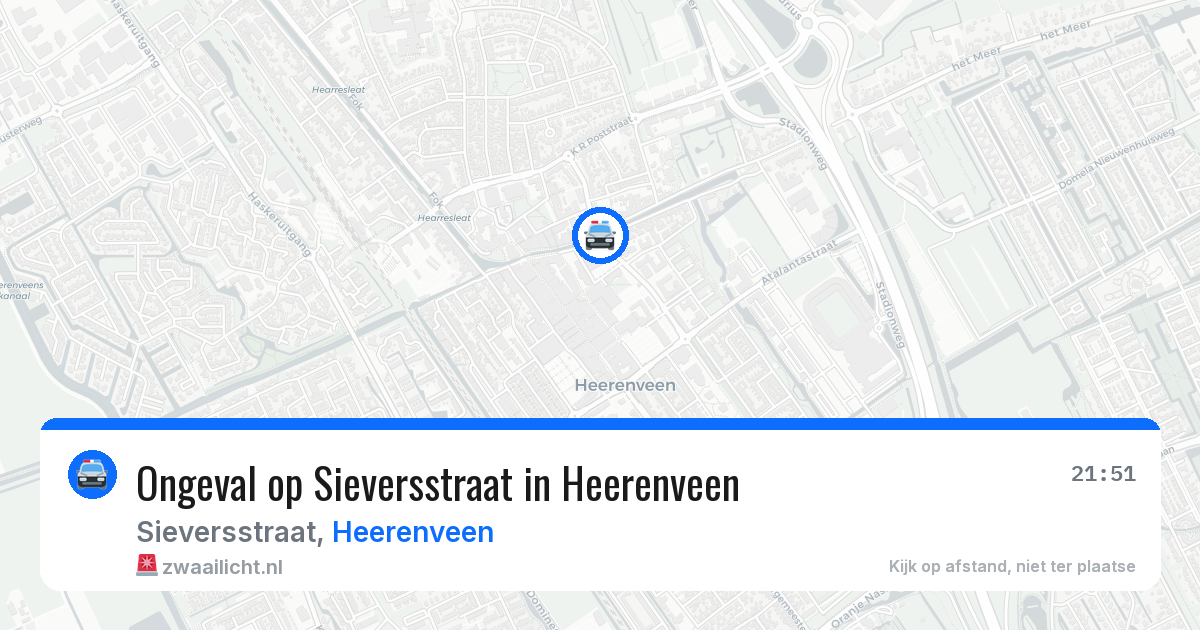 Ongeval op Sieversstraat in Heerenveen — 10 aug 2026