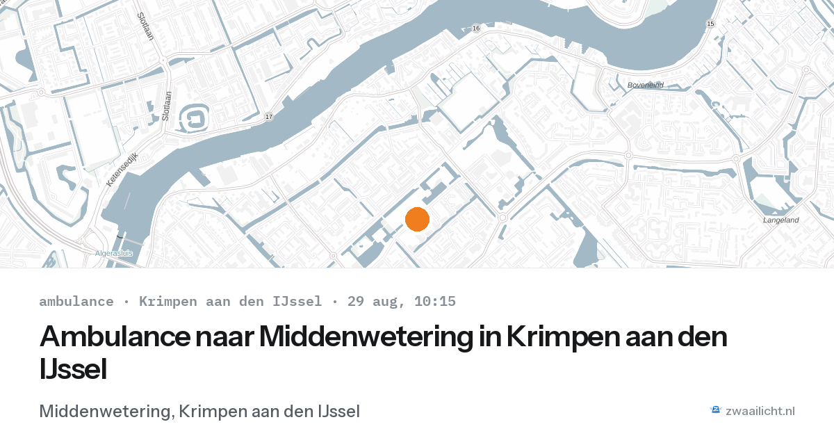 Ambulance naar Middenwetering in Krimpen aan den IJssel — 29 aug 2026