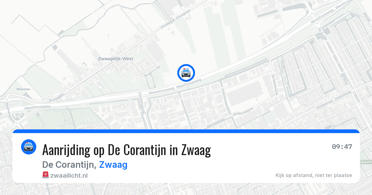 Aanrijding op De Corantijn in Zwaag — 26 jun 2026