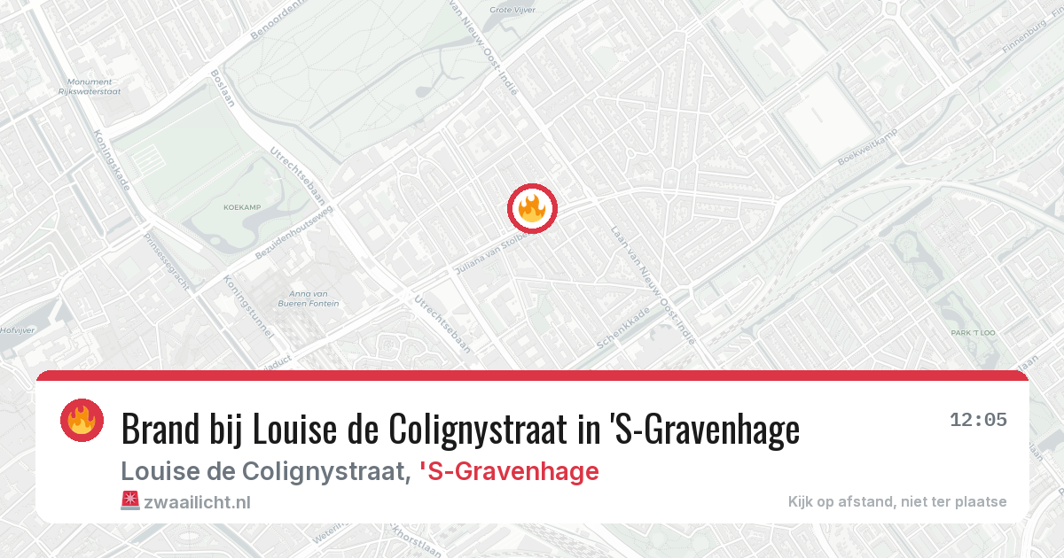 Brand bij Louise de Colignystraat in 'S-Gravenhage — 3 aug 2026