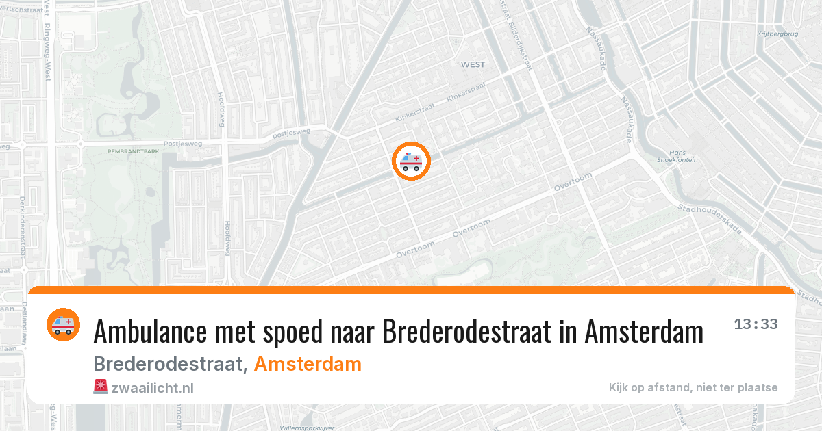 Ambulance met spoed naar Brederodestraat in Amsterdam — 8 jul 2026