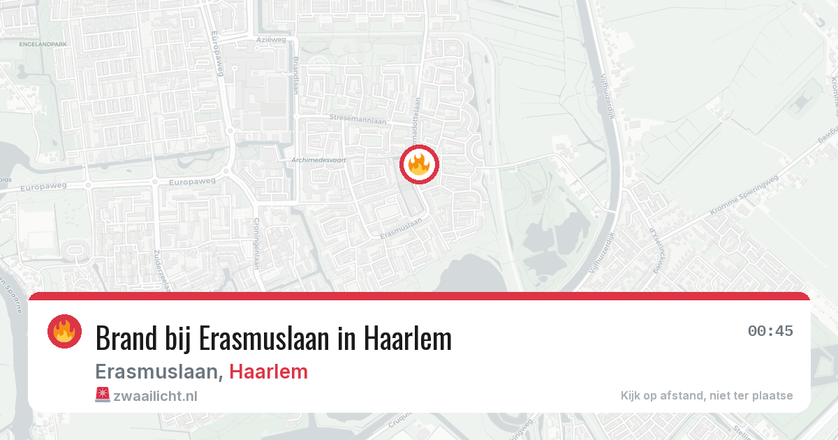 Brand bij Erasmuslaan in Haarlem — 31 jul 2026