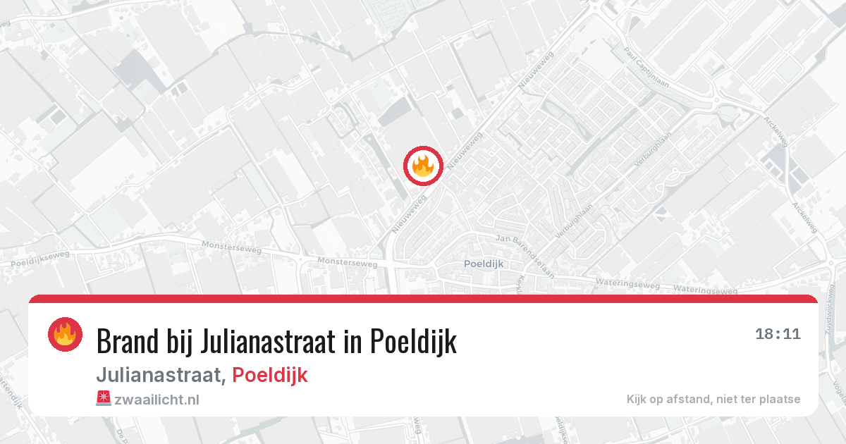 Brand bij Julianastraat in Poeldijk — 8 jun 2026
