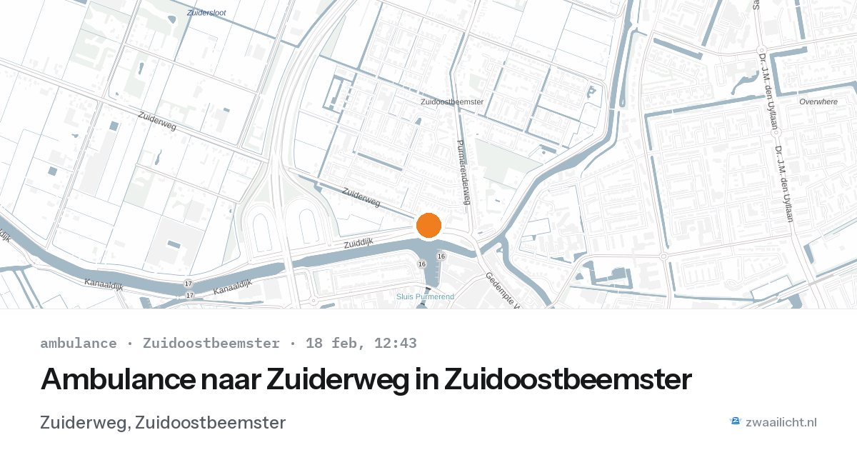 Ambulance naar Zuiderweg in Zuidoostbeemster — 18 feb 2026