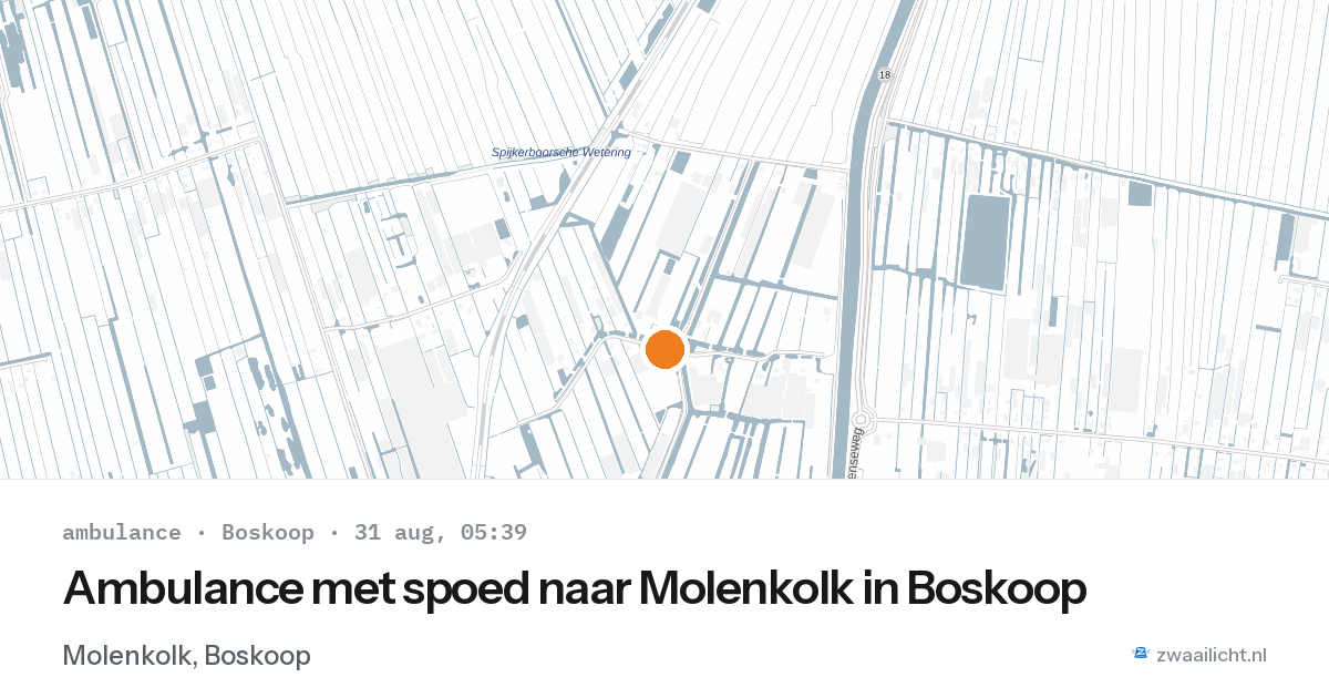 Ambulance met spoed naar Molenkolk in Boskoop — 31 aug 2026