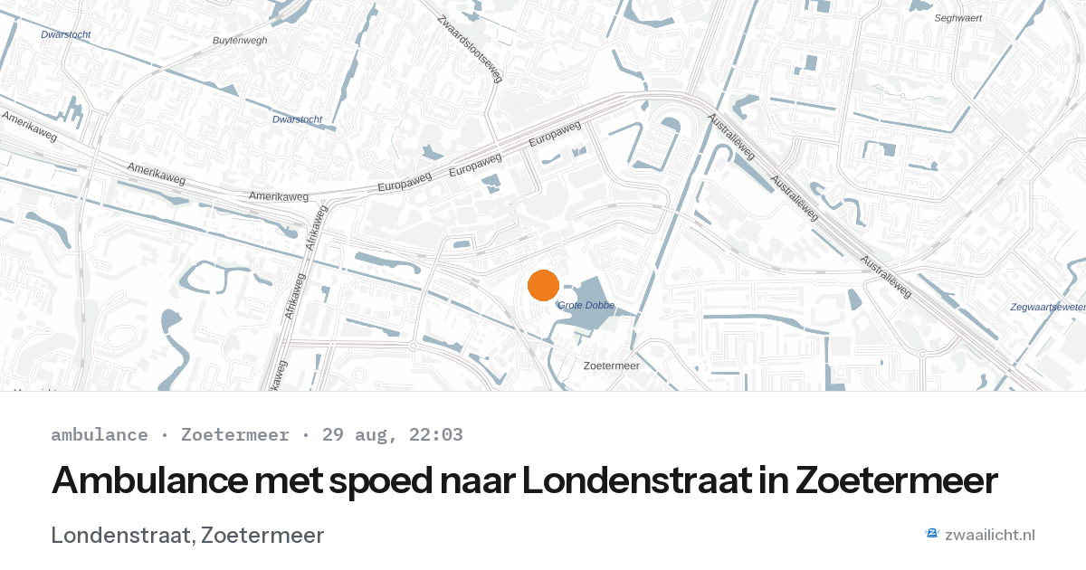 Ambulance met spoed naar Londenstraat in Zoetermeer — 29 aug 2026