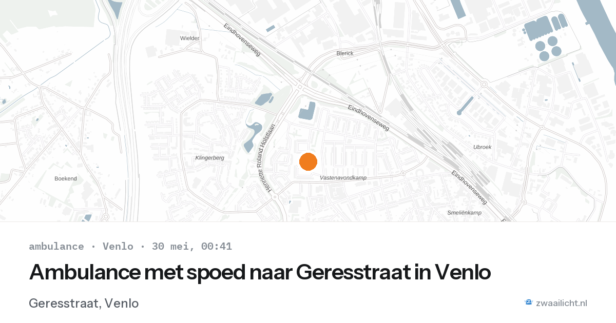 Ambulance met spoed naar Geresstraat in Venlo — 29 mei 2026
