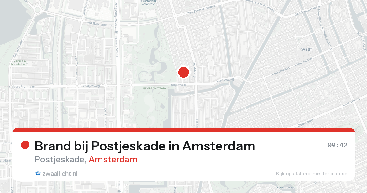 Brand bij Postjeskade in Amsterdam — 15 aug 2026