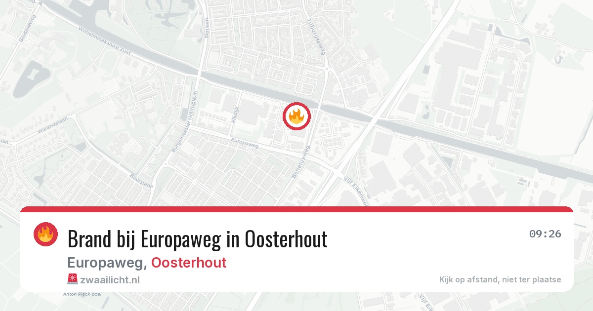 Brand bij Europaweg in Oosterhout — 18 mrt 2026