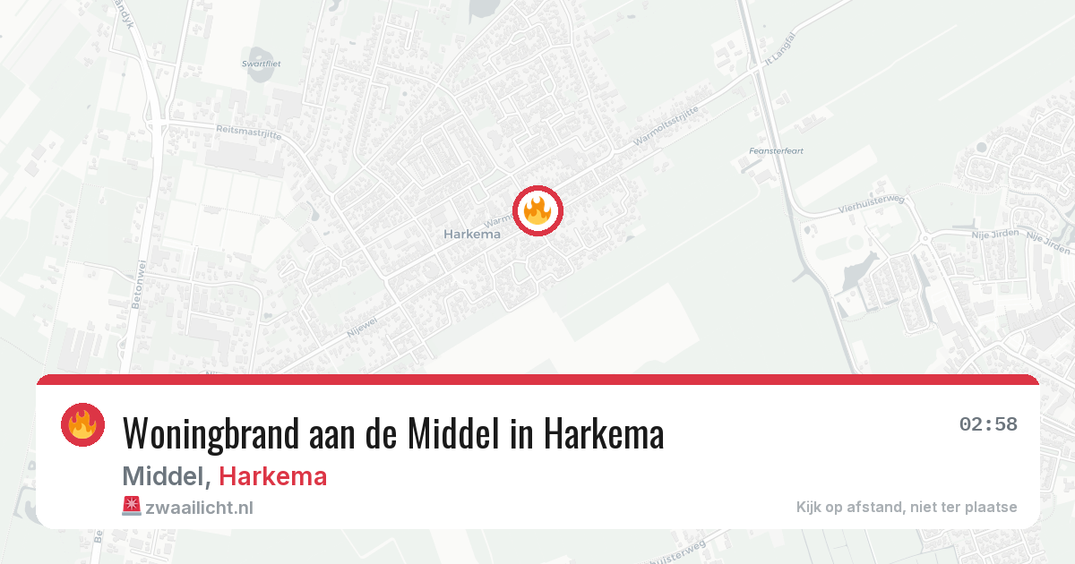 Woningbrand aan de Middel in Harkema — 16 mei 2026