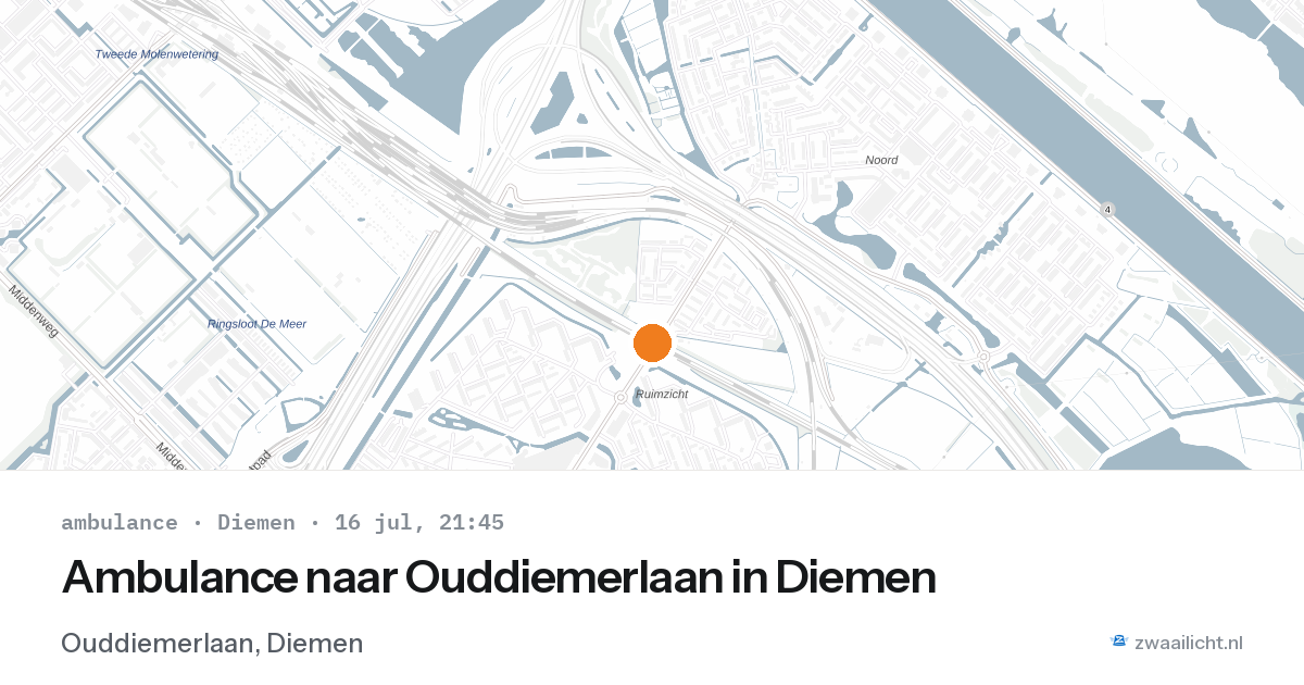 Ambulance naar Ouddiemerlaan in Diemen — 16 jul 2026