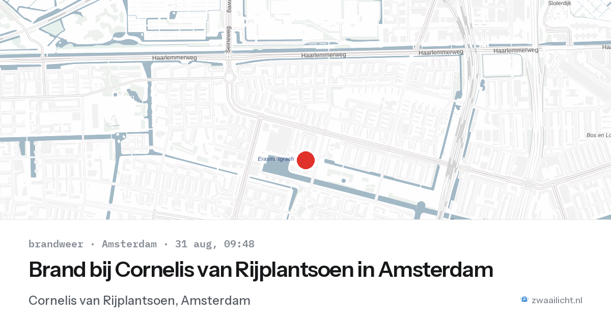 Brand bij Cornelis van Rijplantsoen in Amsterdam — 31 aug 2026