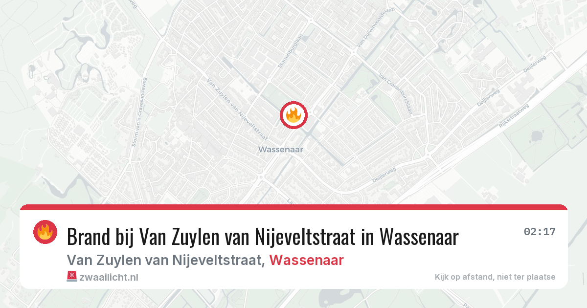 Brand bij Van Zuylen van Nijeveltstraat in Wassenaar — 22 mrt 2026