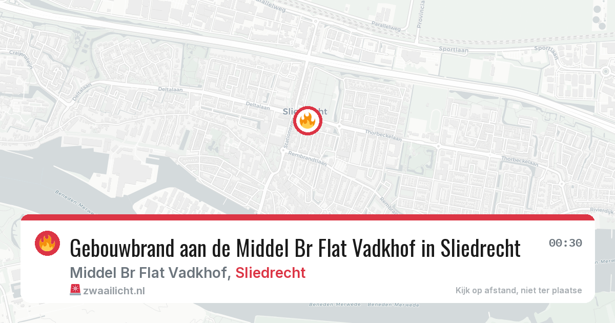 Gebouwbrand aan de Middel Br Flat Vadkhof in Sliedrecht — 17 jun 2026