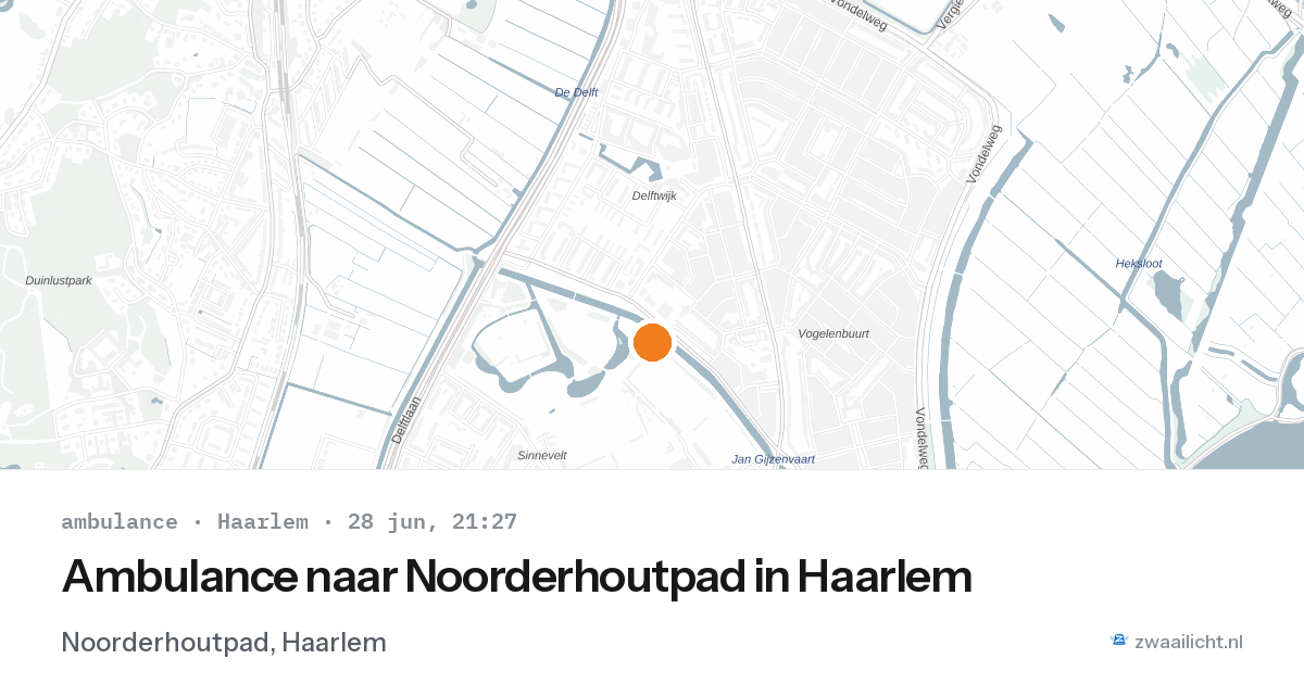 Ambulance naar Noorderhoutpad in Haarlem — 28 jun 2026