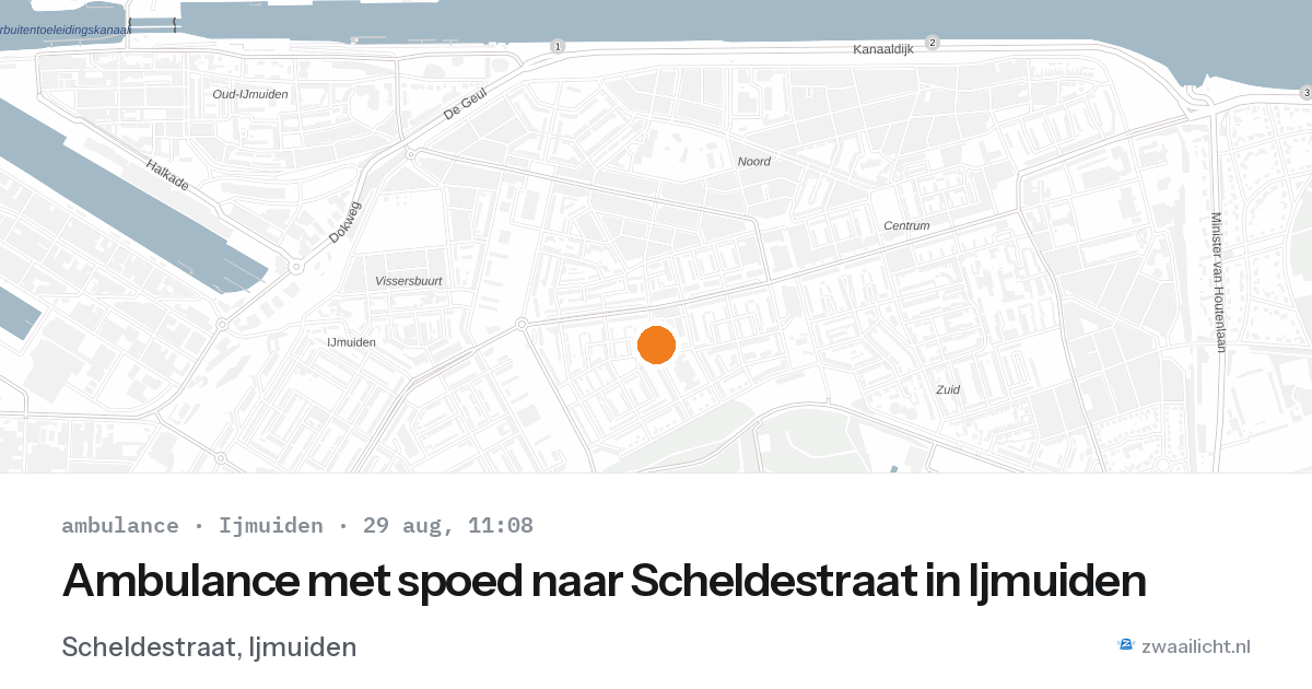 Ambulance met spoed naar Scheldestraat in Ijmuiden — 29 aug 2026