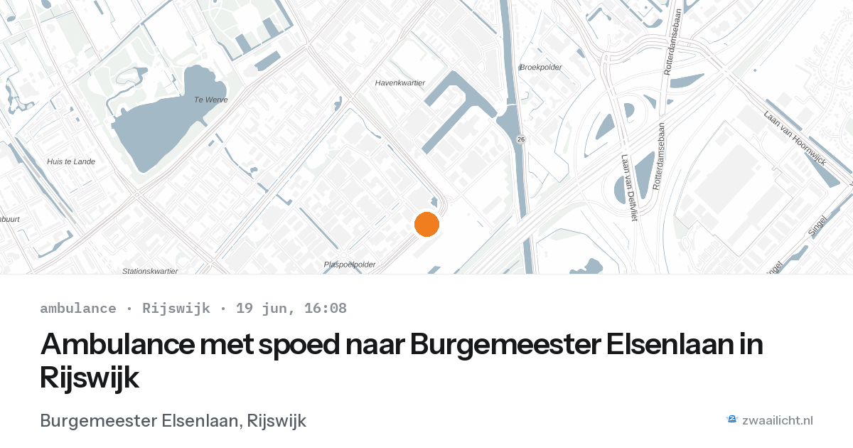 Ambulance met spoed naar Burgemeester Elsenlaan in Rijswijk — 19 jun 2026