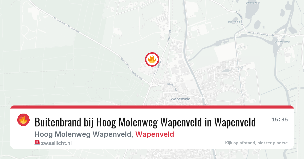 Buitenbrand bij Hoog Molenweg Wapenveld in Wapenveld — 6 aug 2026
