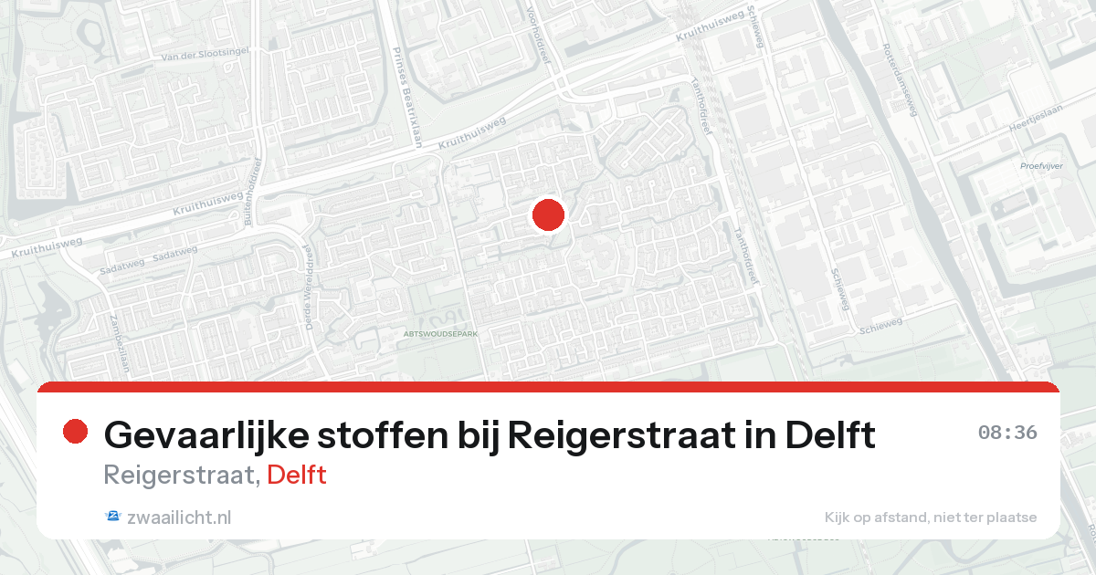 Gevaarlijke stoffen bij Reigerstraat in Delft — 17 aug 2026