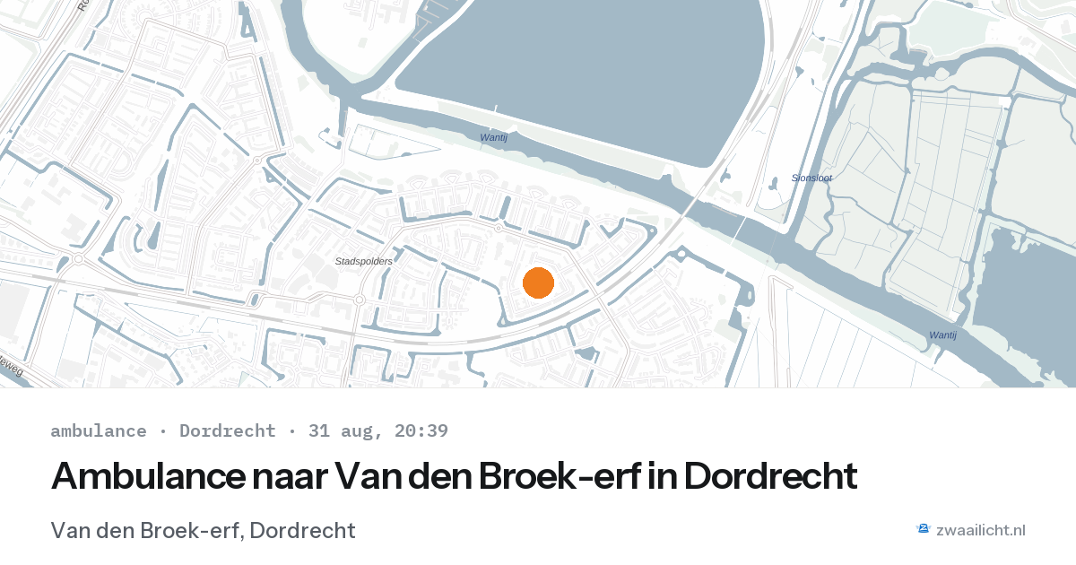 Ambulance naar Van den Broek-erf in Dordrecht — 31 aug 2026