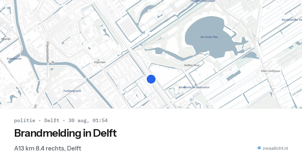 Brandmelding in Delft — 29 aug 2026