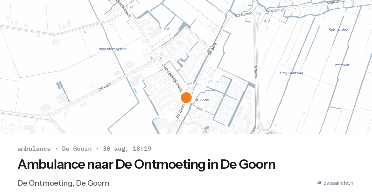 Ambulance naar De Ontmoeting in De Goorn — 30 aug 2026
