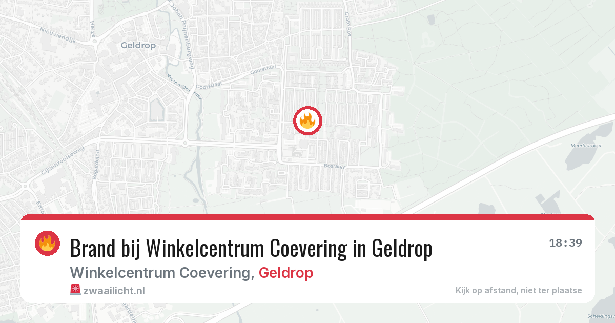 Brand bij Winkelcentrum Coevering in Geldrop — 13 jun 2026