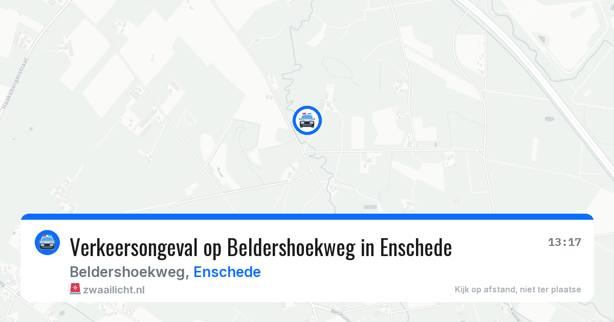 Verkeersongeval op Beldershoekweg in Enschede — 13 jul 2026