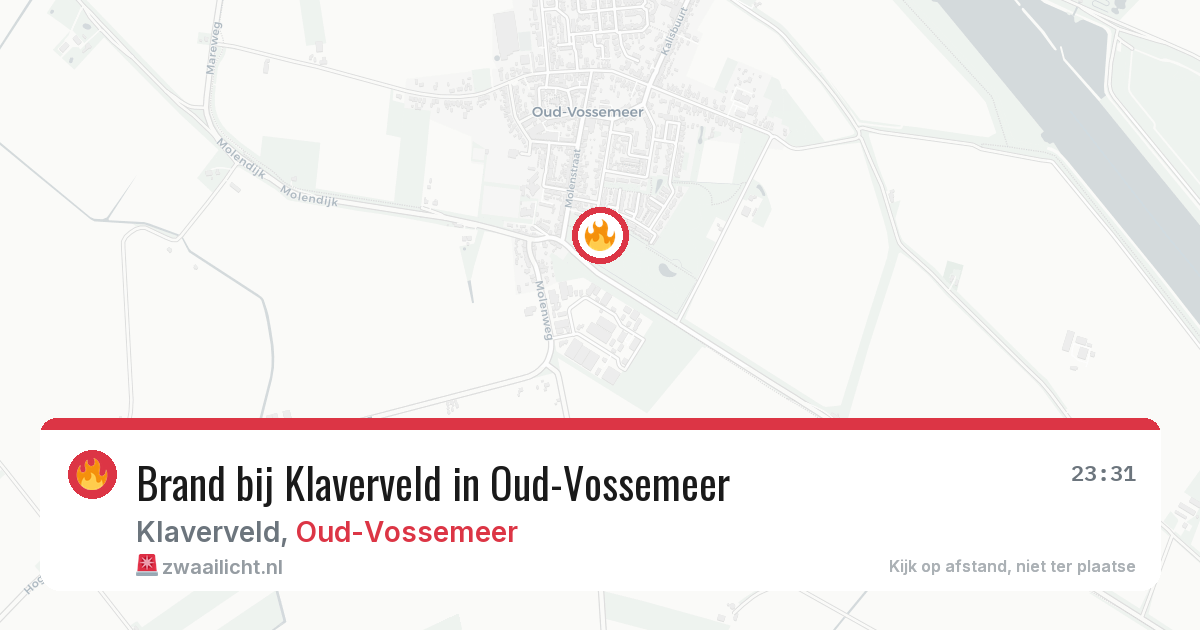 Brand bij Klaverveld in Oud-Vossemeer — 1 apr 2026