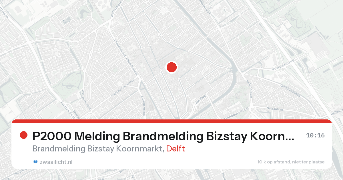 P2000 Melding Brandmelding Bizstay Koornmarkt, Delft — 7 feb 2026