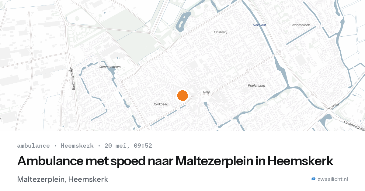 Ambulance met spoed naar Maltezerplein in Heemskerk — 20 mei 2026