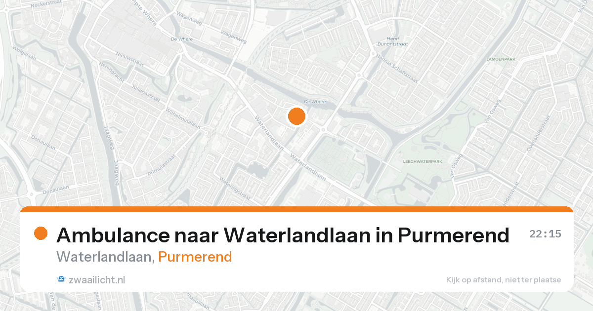 Ambulance naar Waterlandlaan in Purmerend — 15 aug 2026