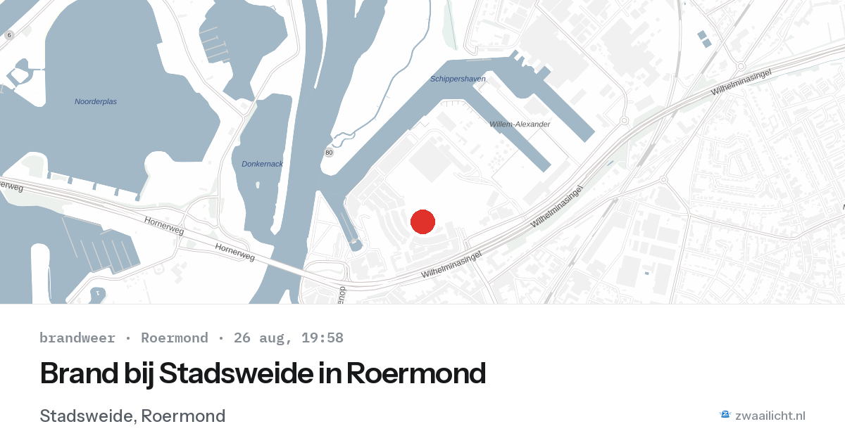 Brand bij Stadsweide in Roermond — 26 aug 2026