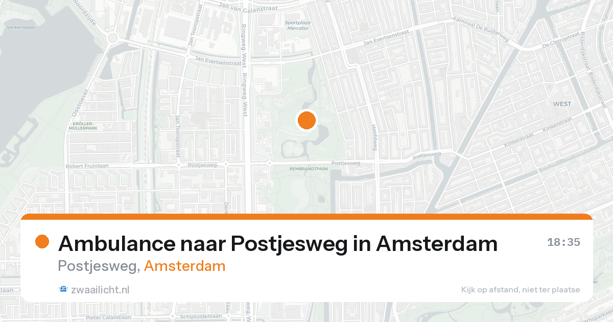 Ambulance naar Postjesweg in Amsterdam — 20 aug 2026
