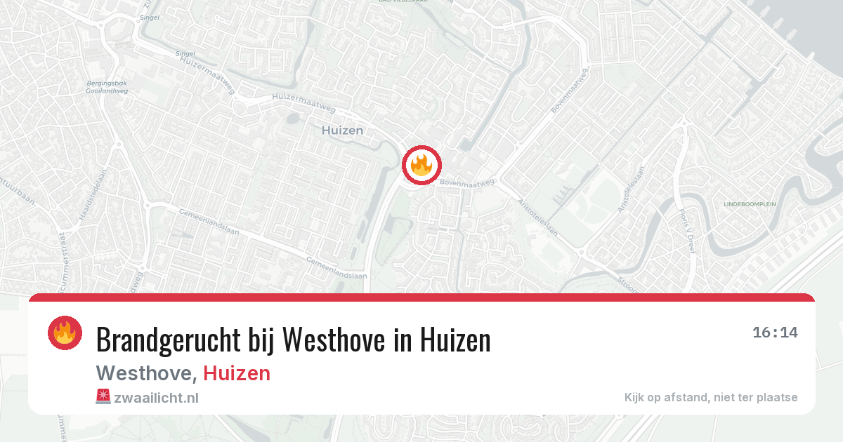 Brandgerucht bij Westhove in Huizen — 17 jun 2026
