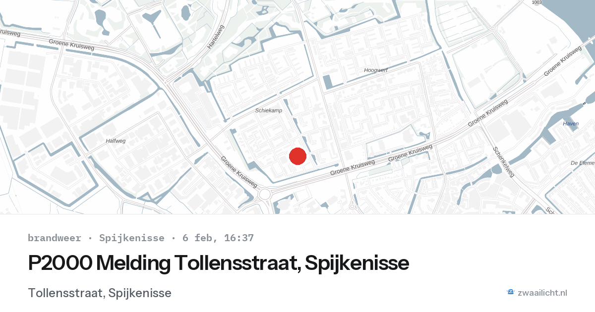 P2000 Melding Tollensstraat, Spijkenisse — 6 feb 2026