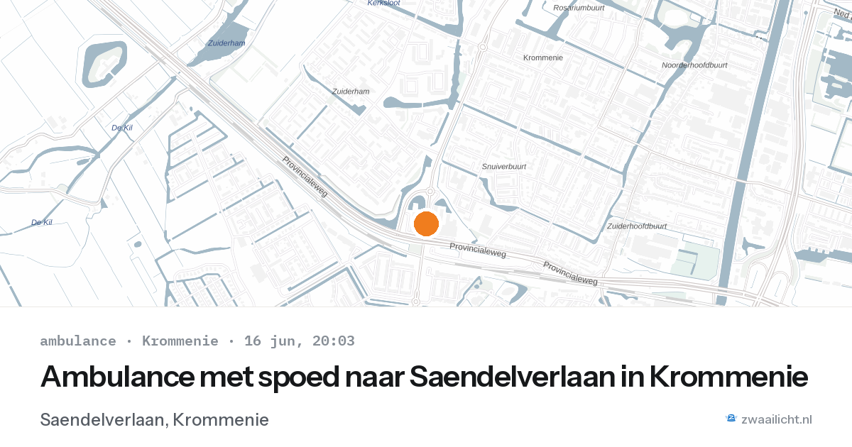 Ambulance met spoed naar Saendelverlaan in Krommenie — 16 jun 2026