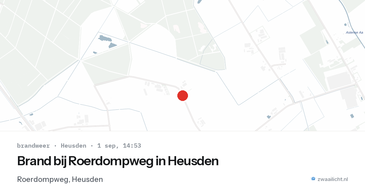 Brand bij Roerdompweg in Heusden — 1 sep 2026