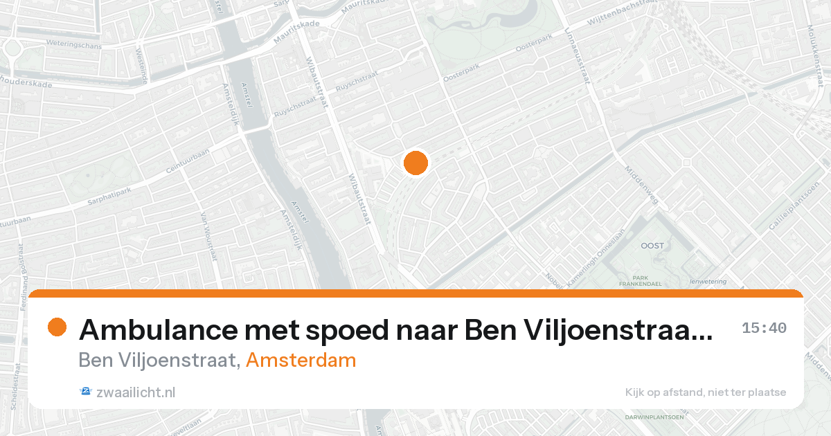 Ambulance met spoed naar Ben Viljoenstraat in Amsterdam — 16 aug 2026