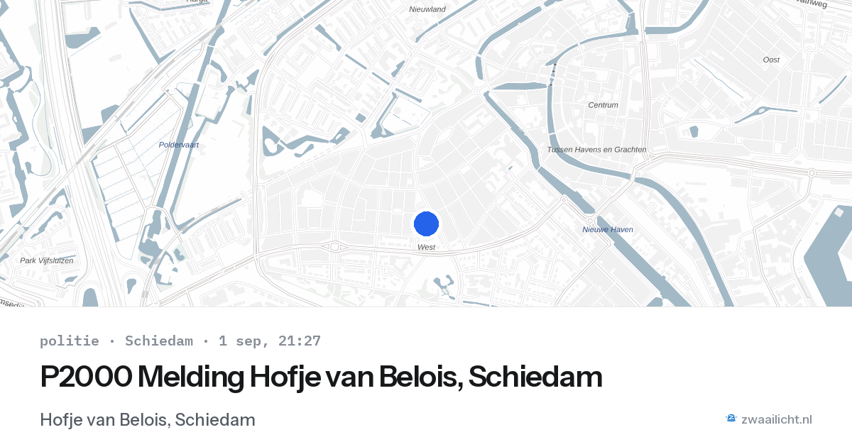 P2000 Melding Hofje van Belois, Schiedam — 1 sep 2026