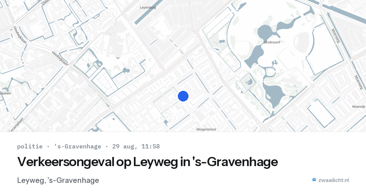Verkeersongeval op Leyweg in 's-Gravenhage — 29 aug 2026